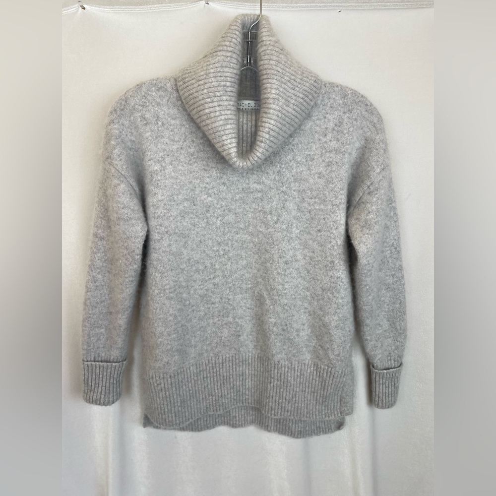 Rachel Zoe 100% 2-ply cashmere cowl neck grey sweater size medium